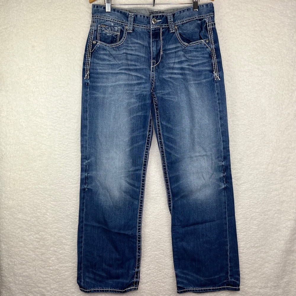 Buckle Black Eleven Fit Mens Jeans 34x32 Straight Leg Blue Medium Wash 11 Fit